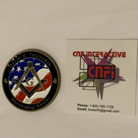 FREEMASON Masonic Temple Grand Lodge Philadelphia PA Gold plated Enameled Coin - Picture 6 of 11